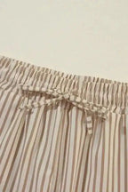 Safari Chic: Khaki Stripe Drawstring Trousers - StepByStep