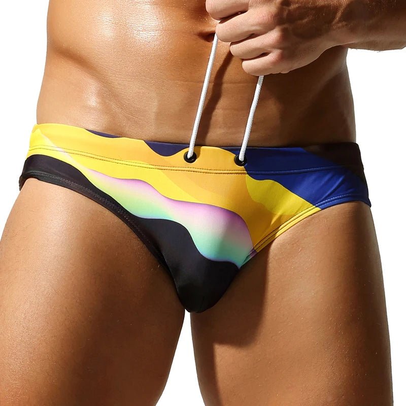 SEOBEAN Men's Camouflage Swim Shorts Low-Waist Quick-Dry with Webbing Straps Fashionable 2026 Triangle Design - StepByStepNow