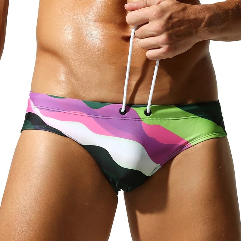 SEOBEAN Men's Camouflage Swim Shorts Low-Waist Quick-Dry with Webbing Straps Fashionable 2026 Triangle Design - StepByStepNow
