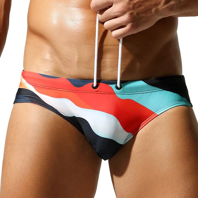 SEOBEAN Men's Camouflage Swim Shorts Low-Waist Quick-Dry with Webbing Straps Fashionable 2026 Triangle Design - StepByStepNow