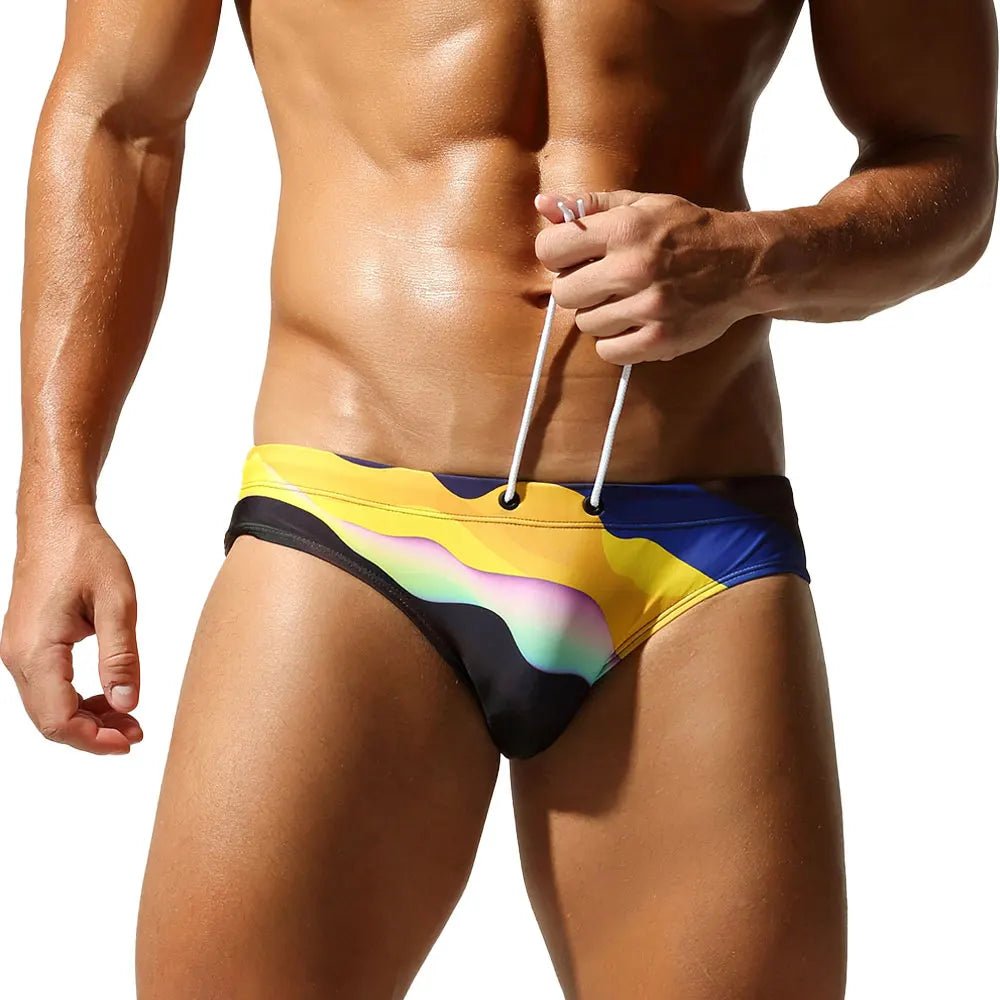 SEOBEAN Men's Camouflage Swim Shorts Low-Waist Quick-Dry with Webbing Straps Fashionable 2026 Triangle Design - StepByStepNow