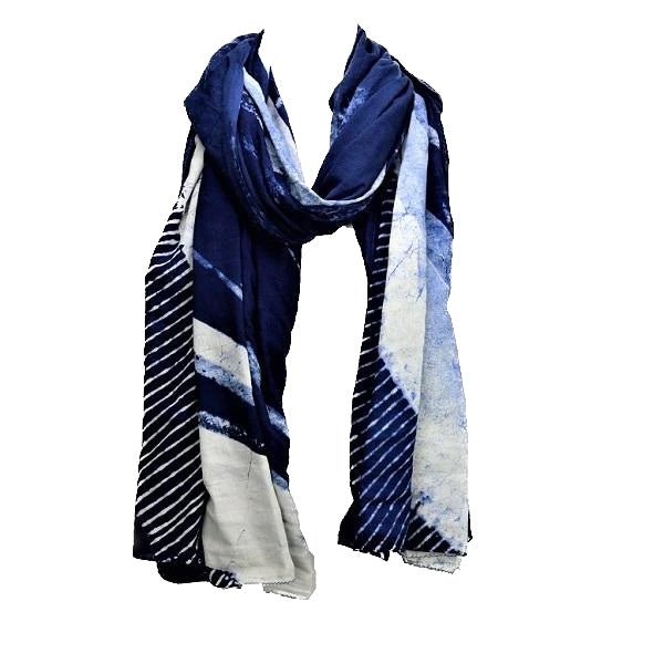 Serenity Indigo handprinted scarf - StepByStep