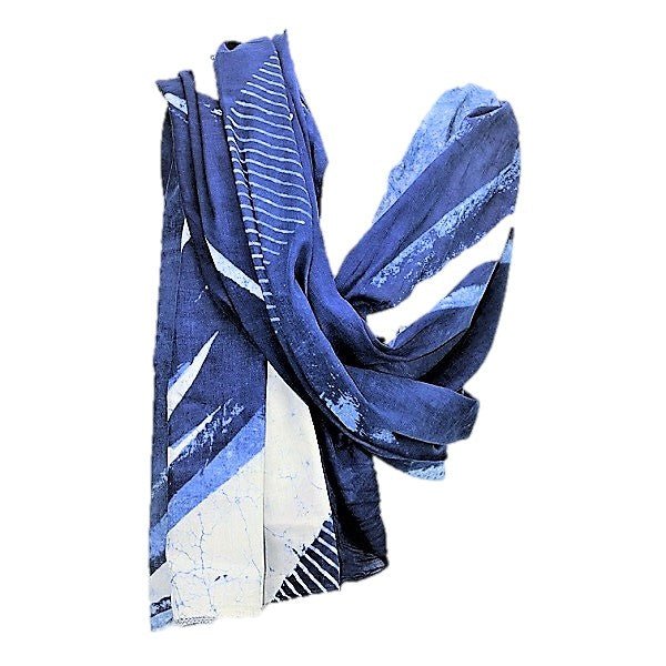 Serenity Indigo handprinted scarf - StepByStep