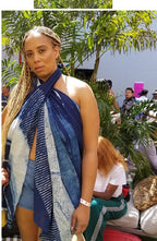 Serenity Indigo handprinted scarf - StepByStep