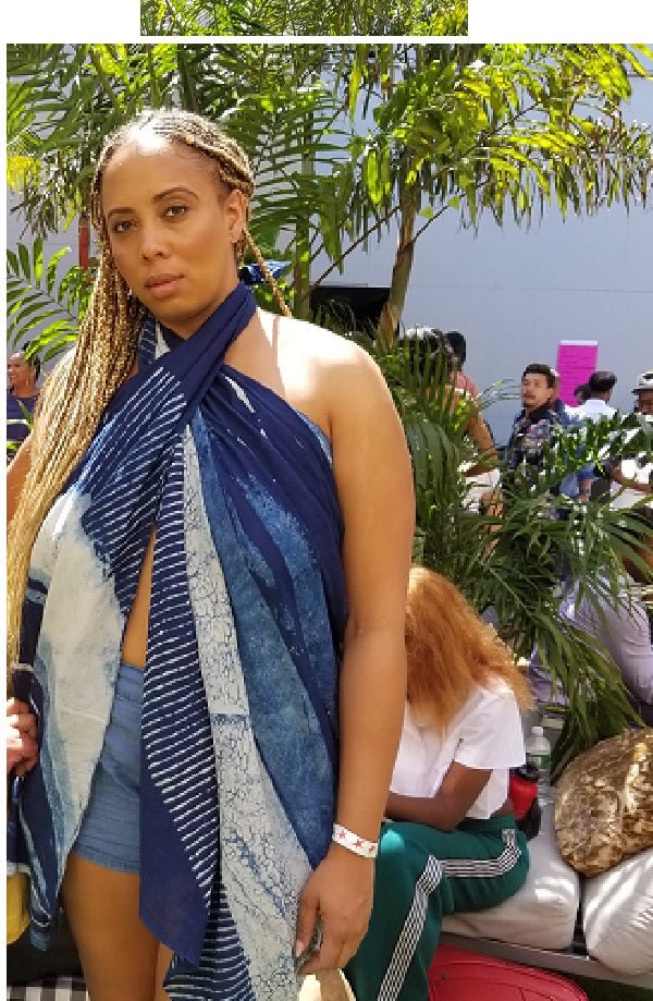 Serenity Indigo handprinted scarf - StepByStep