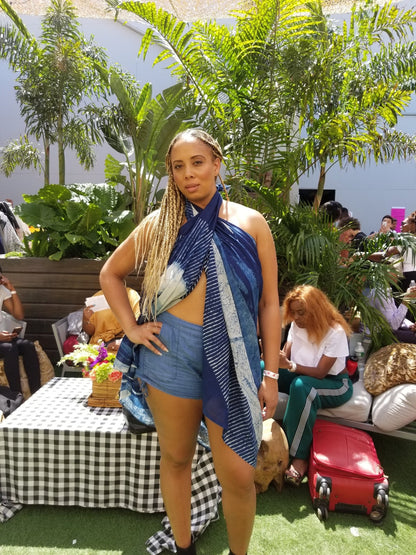 Serenity Indigo handprinted scarf - StepByStep