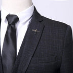 Set completo in 3 pezzi stile britannico - Banchetto di nozze alla moda da uomo di alta qualità Look europeo americano con pantaloni gilet giacca - StepByStepNow