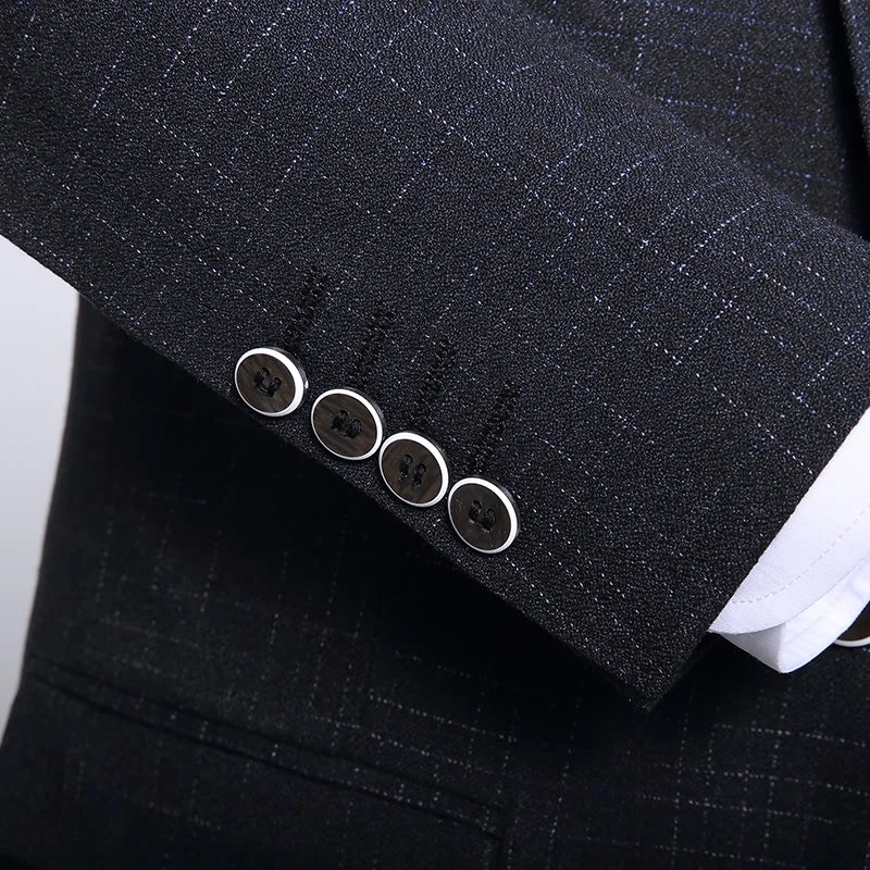 Set completo in 3 pezzi stile britannico - Banchetto di nozze alla moda da uomo di alta qualità Look europeo americano con pantaloni gilet giacca - StepByStepNow