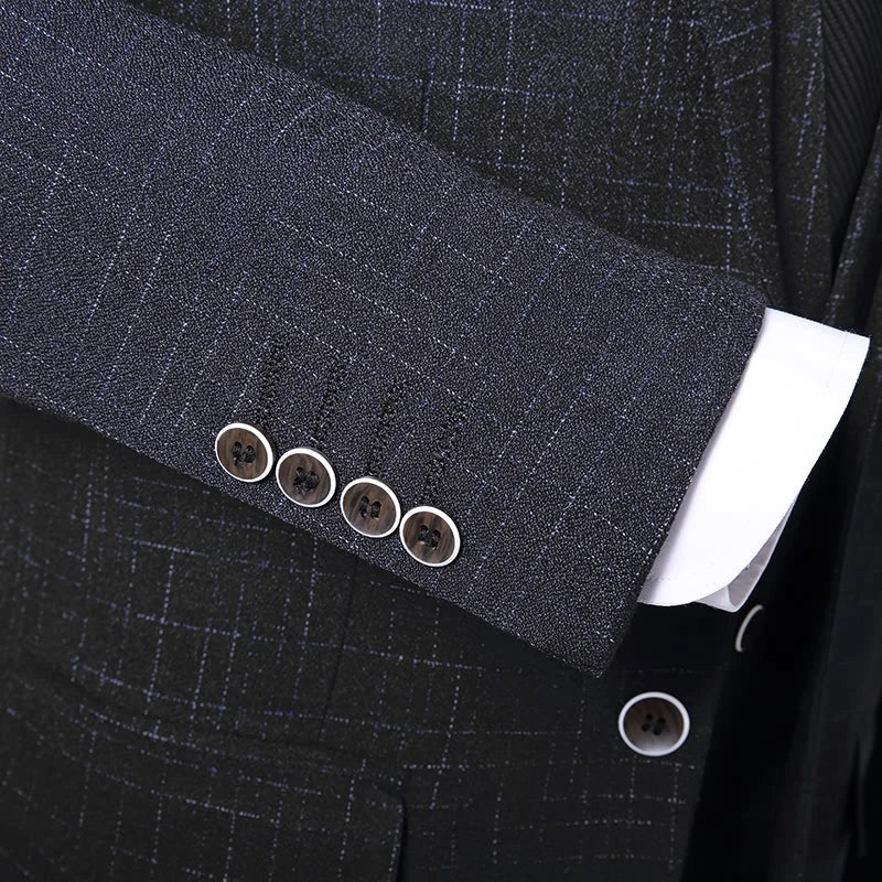 Set completo in 3 pezzi stile britannico - Banchetto di nozze alla moda da uomo di alta qualità Look europeo americano con pantaloni gilet giacca - StepByStepNow