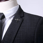 Set completo in 3 pezzi stile britannico - Banchetto di nozze alla moda da uomo di alta qualità Look europeo americano con pantaloni gilet giacca - StepByStepNow