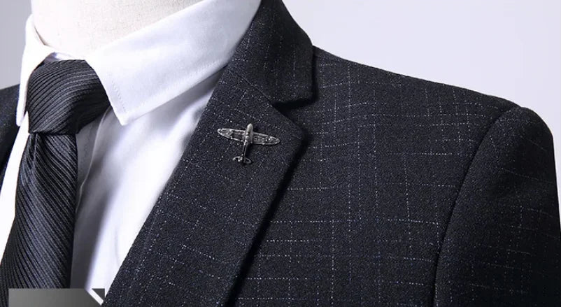 Set completo in 3 pezzi stile britannico - Banchetto di nozze alla moda da uomo di alta qualità Look europeo americano con pantaloni gilet giacca - StepByStepNow