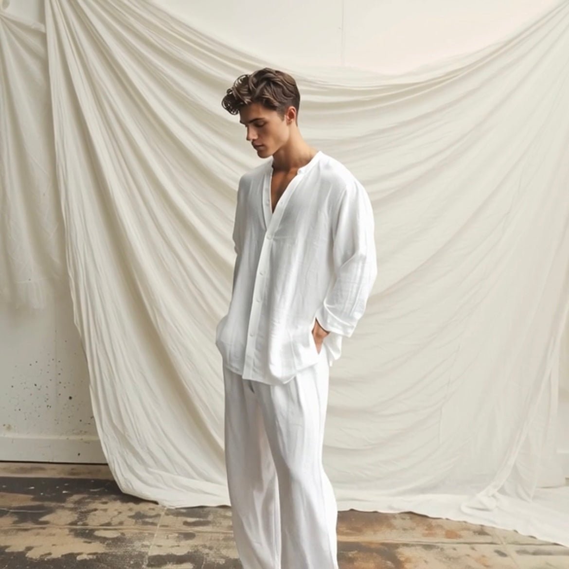 Men’s Cotton-Linen Shirt and Trousers Set — Image 2