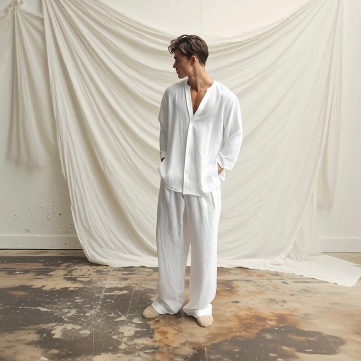 Men’s Cotton-Linen Shirt and Trousers Set — Image 1