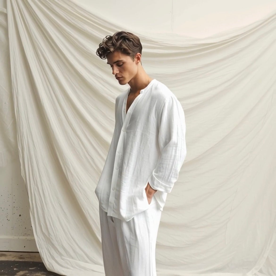 Men’s Cotton-Linen Shirt and Trousers Set — Image 3