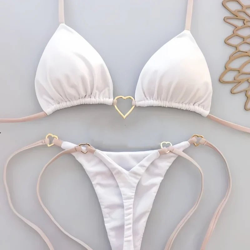 Sexy Halter Solid color Bikini Set Women's Swimsuit Two-piece Triangle Thong Swimwear Bathing Suit Brazilian Biquinis - StepByStepNow