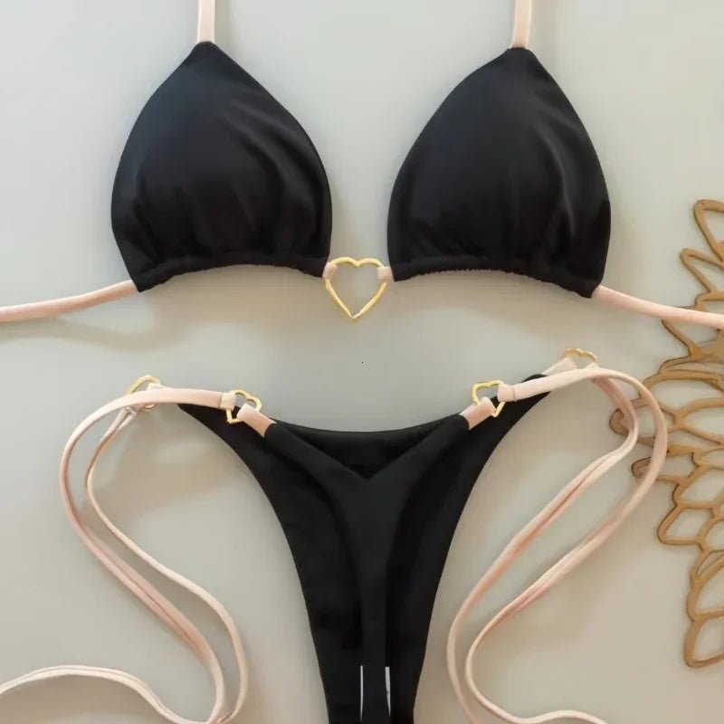 Sexy Halter Solid color Bikini Set Women's Swimsuit Two-piece Triangle Thong Swimwear Bathing Suit Brazilian Biquinis - StepByStepNow