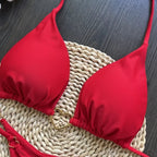 Sexy Halter Solid color Bikini Set Women's Swimsuit Two-piece Triangle Thong Swimwear Bathing Suit Brazilian Biquinis - StepByStepNow