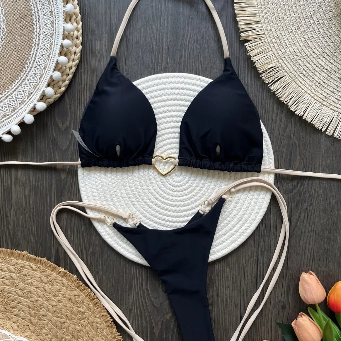 Sexy Halter Solid color Bikini Set Women's Swimsuit Two-piece Triangle Thong Swimwear Bathing Suit Brazilian Biquinis - StepByStepNow