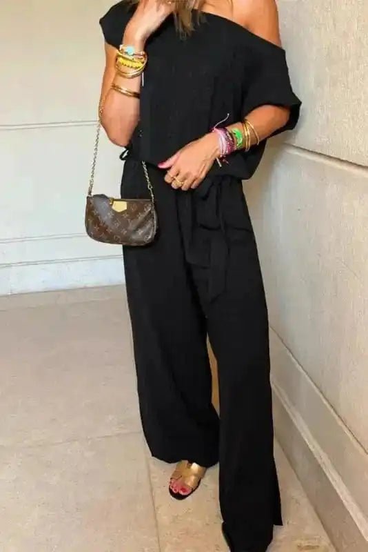 Shadow Check One Shoulder Jumpsuit - StepByStep