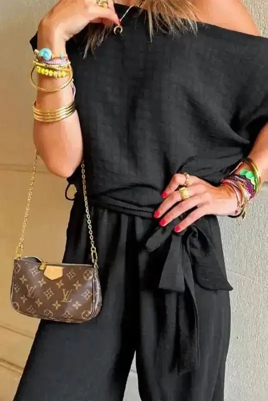 Shadow Check One Shoulder Jumpsuit - StepByStep