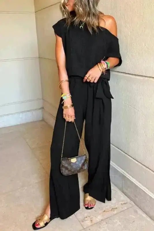 Shadow Check One Shoulder Jumpsuit - StepByStep