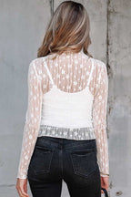 Sheer Floral Lace Slim - Fit Top - StepByStep