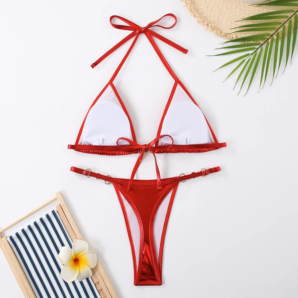 Women’s Glossy Pearl-Detail Bikini — Image 22