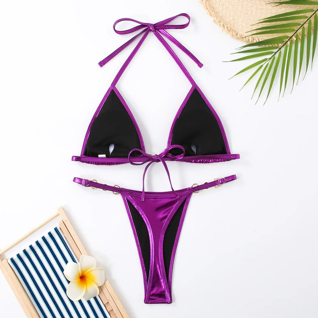 Women’s Glossy Pearl-Detail Bikini — Image 25
