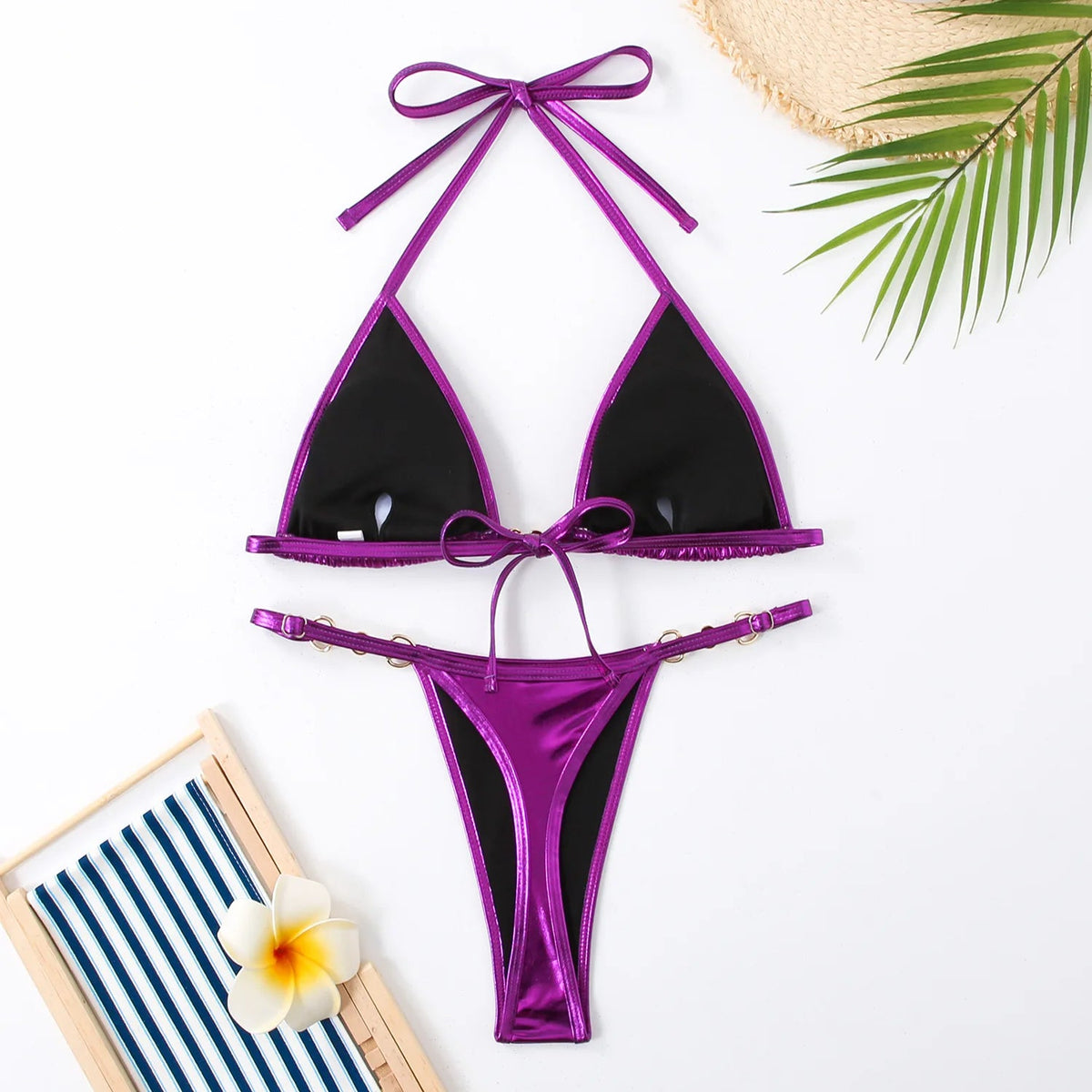 Women’s Glossy Pearl-Detail Bikini — Image 25