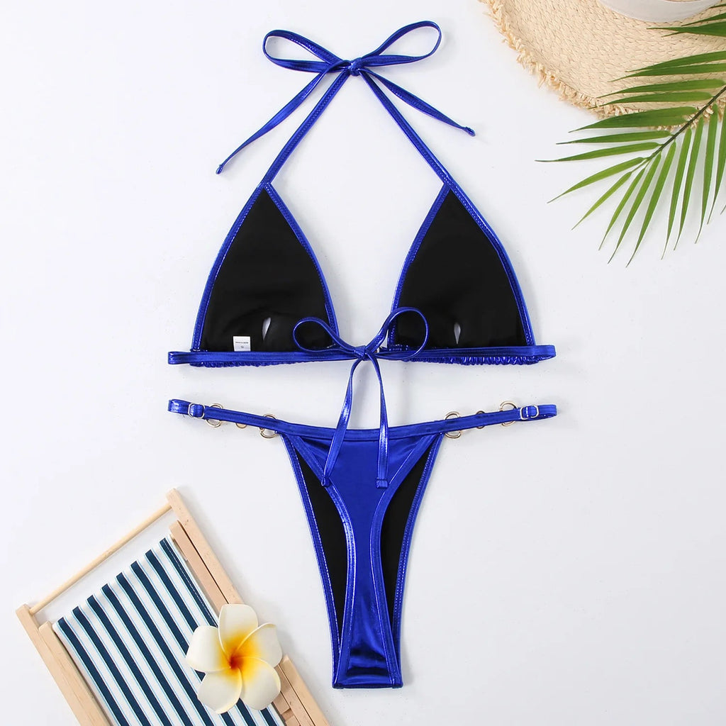 Women’s Glossy Pearl-Detail Bikini — Image 27