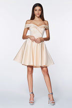Short Satin Off The Shoulder Dress - StepByStepNow