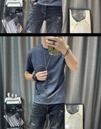 Short Sleeve T-shirt Simple Printing Bear Slim Fit Summer New 2022 Men's Tees Korean Trend Premium Cotton Comfortable Breathable - StepByStepNow