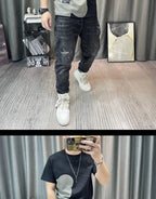 Short Sleeve T-shirt Simple Printing Bear Slim Fit Summer New 2022 Men's Tees Korean Trend Premium Cotton Comfortable Breathable - StepByStepNow