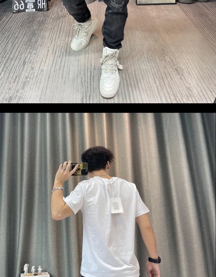 Short Sleeve T-shirt Simple Printing Bear Slim Fit Summer New 2022 Men's Tees Korean Trend Premium Cotton Comfortable Breathable - StepByStepNow