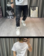 Short Sleeve T-shirt Simple Printing Bear Slim Fit Summer New 2022 Men's Tees Korean Trend Premium Cotton Comfortable Breathable - StepByStepNow