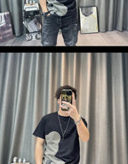 Short Sleeve T-shirt Simple Printing Bear Slim Fit Summer New 2022 Men's Tees Korean Trend Premium Cotton Comfortable Breathable - StepByStepNow