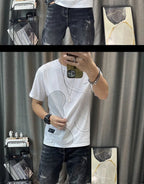 Short Sleeve T-shirt Simple Printing Bear Slim Fit Summer New 2022 Men's Tees Korean Trend Premium Cotton Comfortable Breathable - StepByStepNow