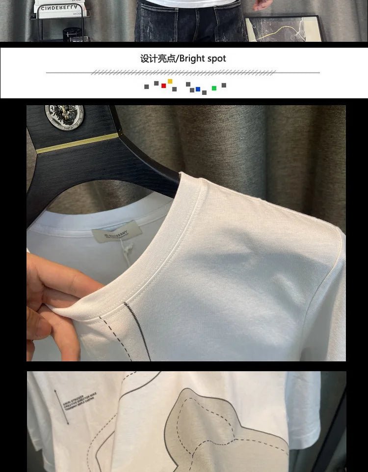 Short Sleeve T-shirt Simple Printing Bear Slim Fit Summer New 2022 Men's Tees Korean Trend Premium Cotton Comfortable Breathable - StepByStepNow