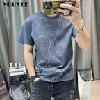 Short Sleeve T-shirt Simple Printing Bear Slim Fit Summer New 2022 Men's Tees Korean Trend Premium Cotton Comfortable Breathable - StepByStepNow