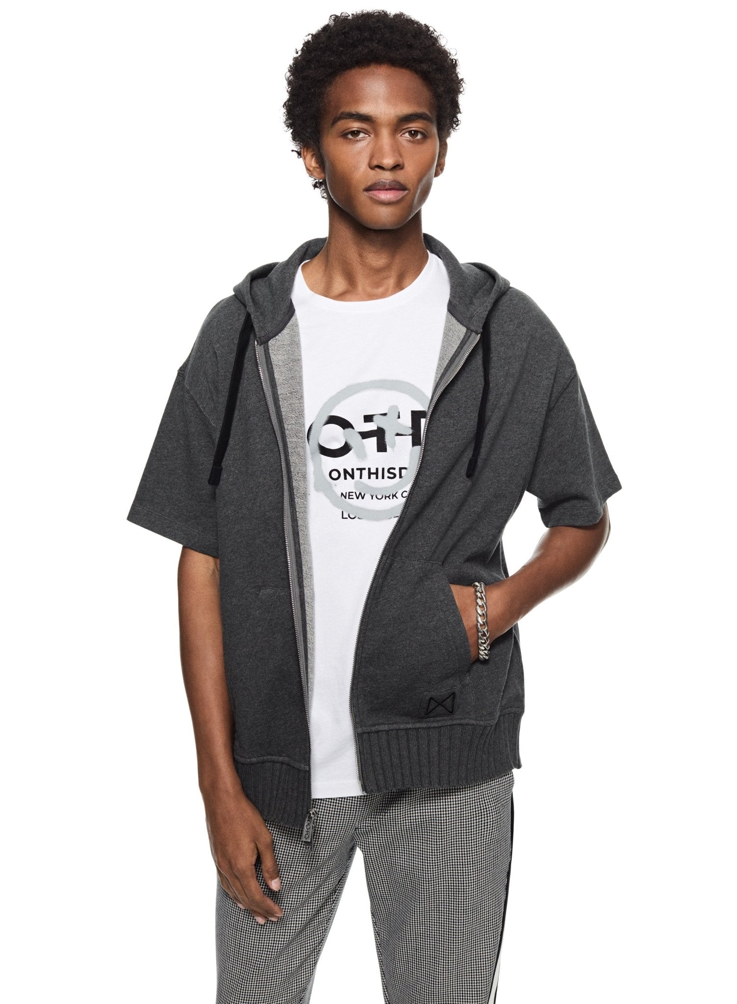 Short Sleeve Zip - up Hoodie - StepByStep