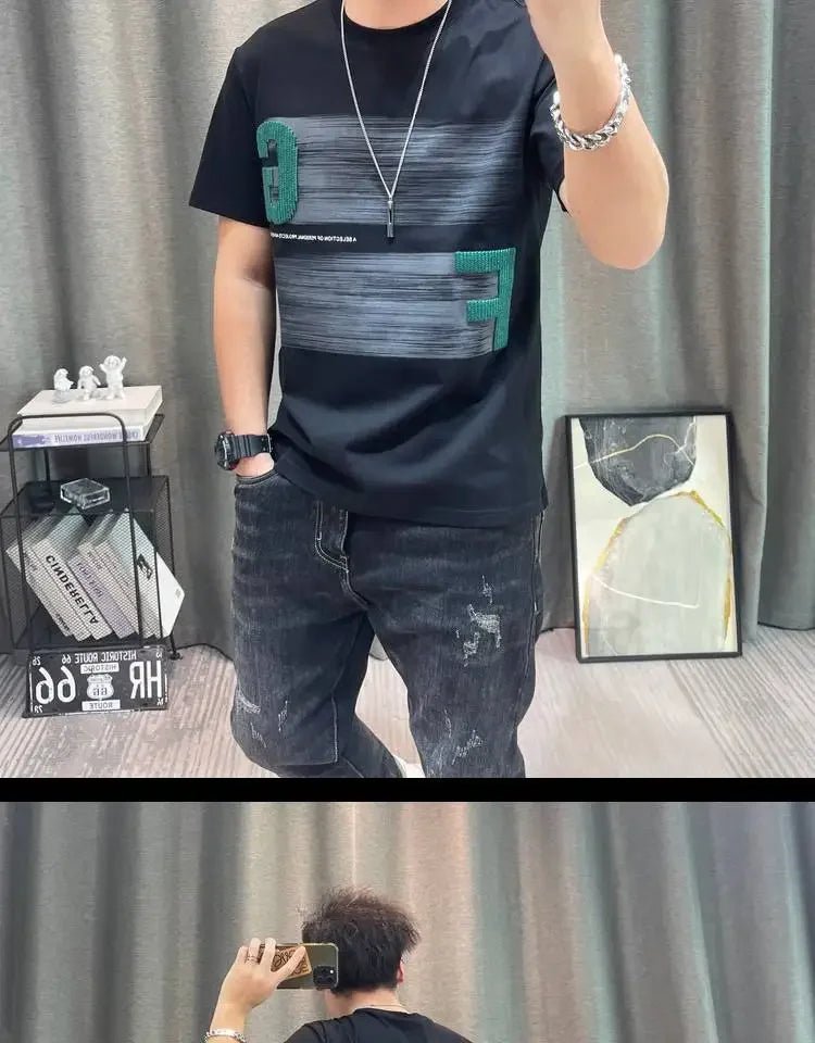 Short - sleeved T-shirt Men's Summer Cartoon Printed Pure Cotton Half - sleeved Top Slim Body Shirt - StepByStepNow