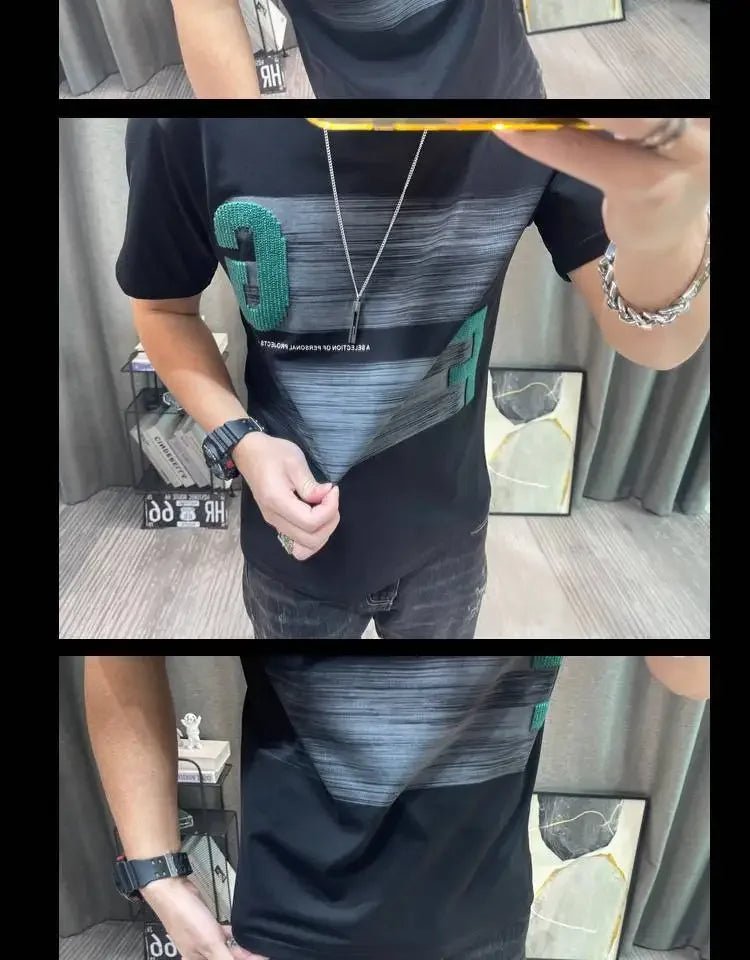 Short - sleeved T-shirt Men's Summer Cartoon Printed Pure Cotton Half - sleeved Top Slim Body Shirt - StepByStepNow
