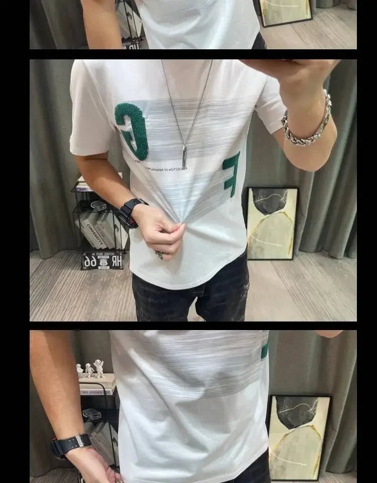 Short - sleeved T-shirt Men's Summer Cartoon Printed Pure Cotton Half - sleeved Top Slim Body Shirt - StepByStepNow