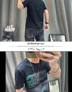 Short - sleeved T-shirt Men's Summer Cartoon Printed Pure Cotton Half - sleeved Top Slim Body Shirt - StepByStepNow