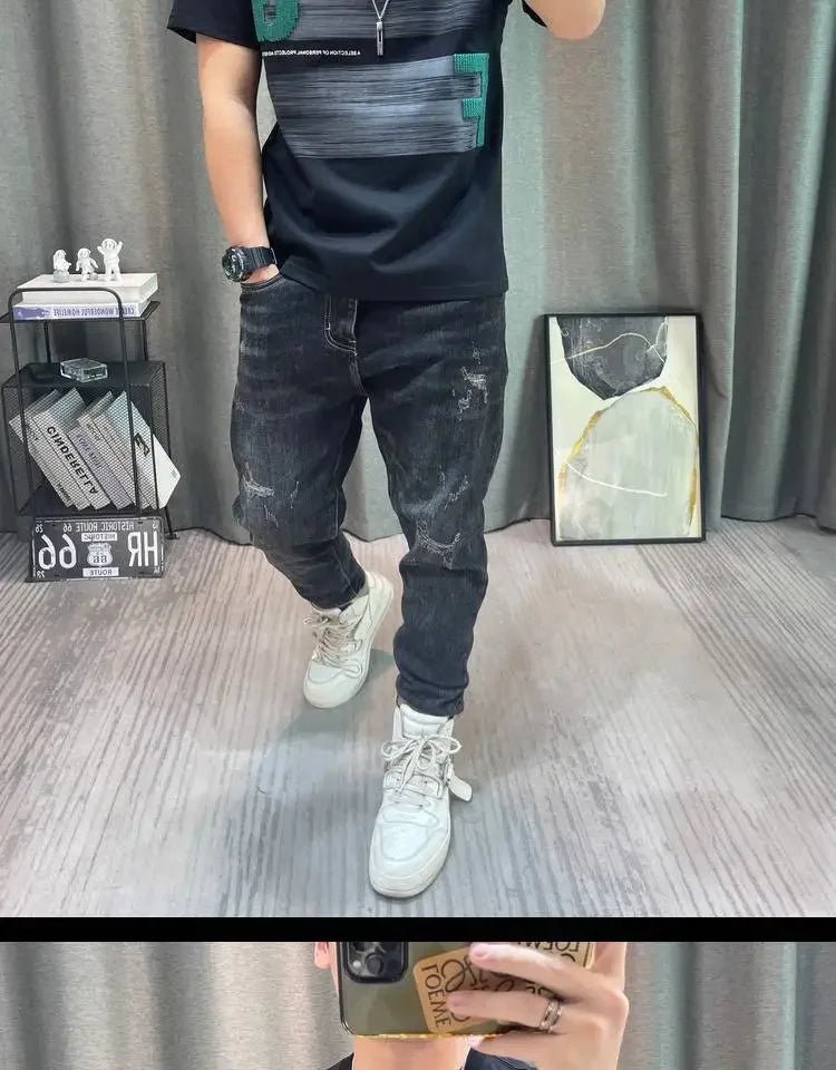 Short - sleeved T-shirt Men's Summer Cartoon Printed Pure Cotton Half - sleeved Top Slim Body Shirt - StepByStepNow