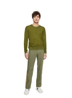 Silk and Cashmere Reverse Print Crewneck Sweater (Chartreuse) - StepByStep