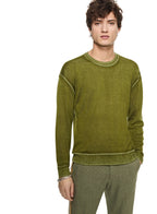 Silk and Cashmere Reverse Print Crewneck Sweater (Chartreuse) - StepByStep