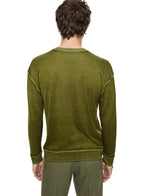 Silk and Cashmere Reverse Print Crewneck Sweater (Chartreuse) - StepByStep