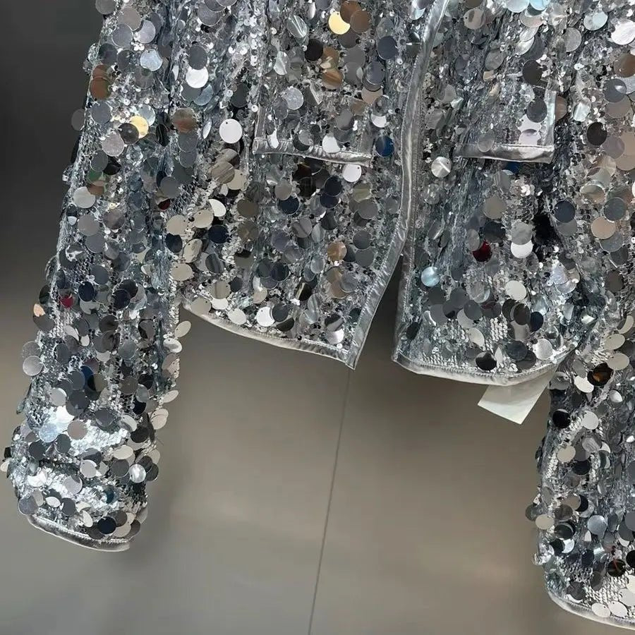 Silver Sequin Jacket For Women, Times Square, BYMANYC New York. - StepByStep