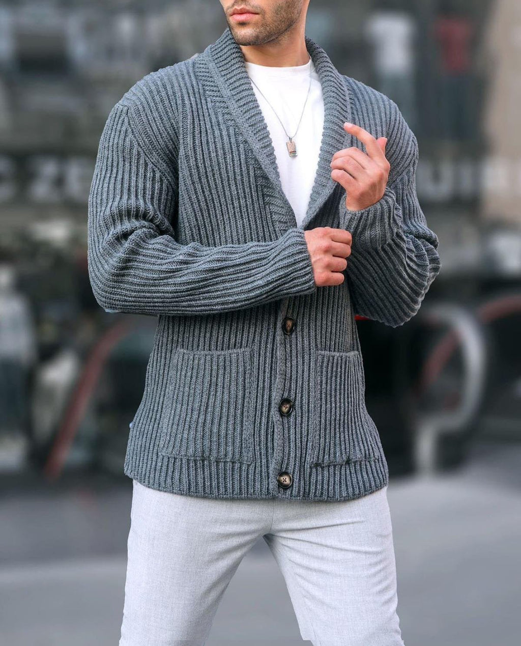 Single - breasted Long Sleeve Lapel Sweater Men's Clothing - StepByStepNow